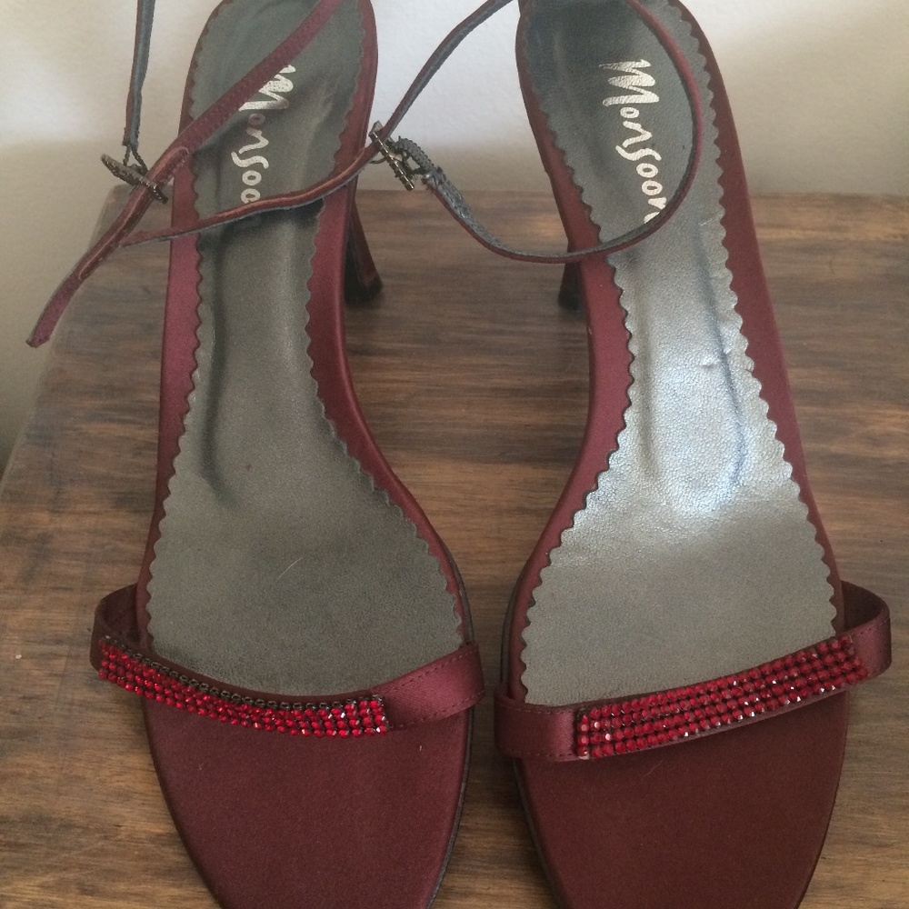 MONSOON Burgundy Embellished Evening sandals